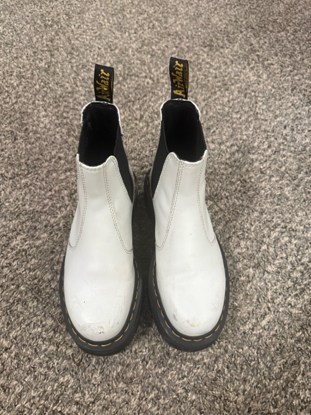 Dr. Martens White and Black Chelsea Ankle Boots